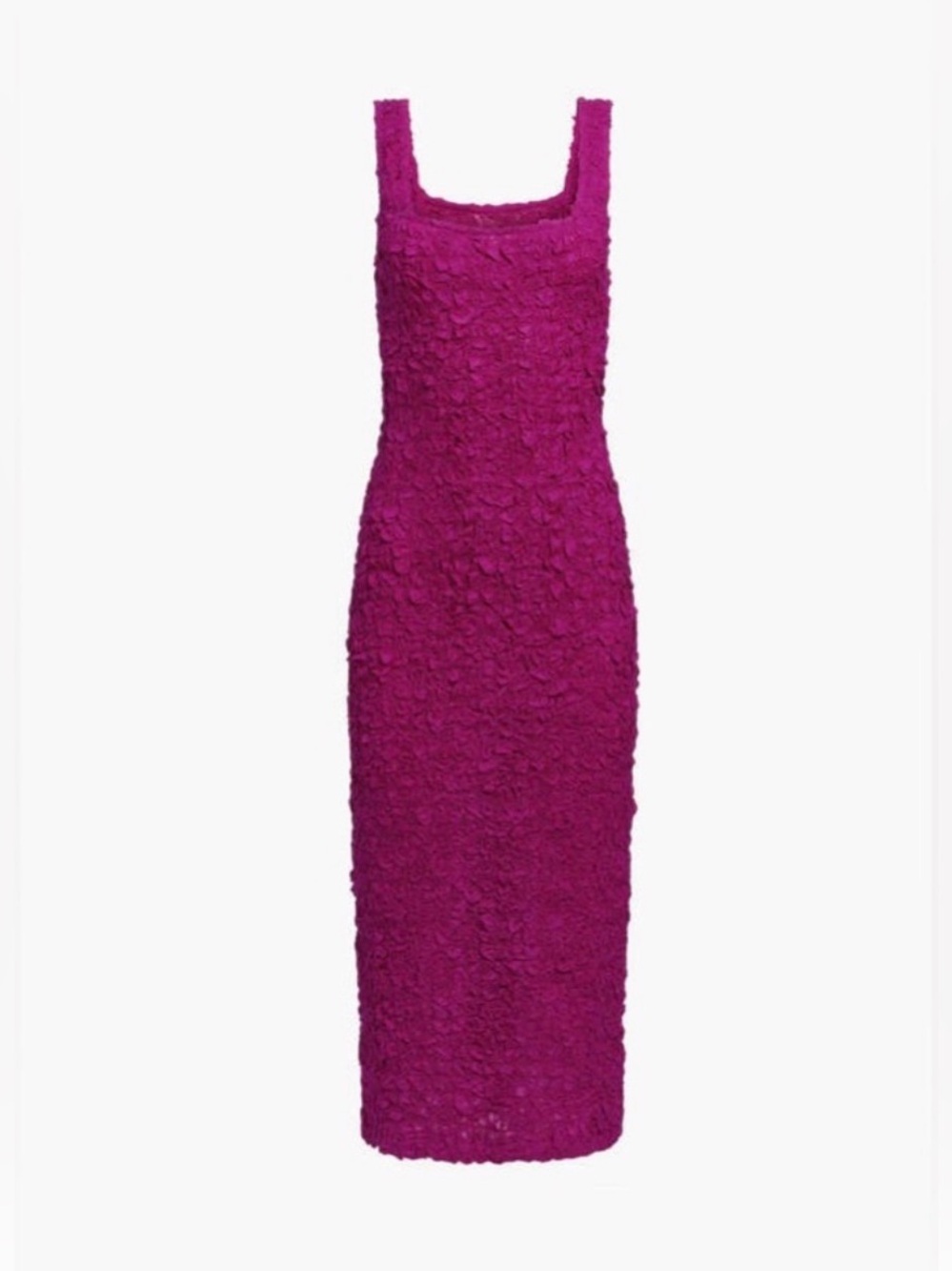 Mara Hoffman Sloan Square-Neck Textured Midi Dress in Magenta XS